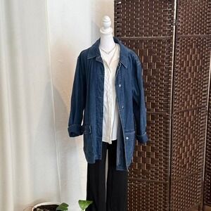 Eddie Bauer Blue Denim Jacket Size XXL Y2k 100% Cotton Utility Streetwear